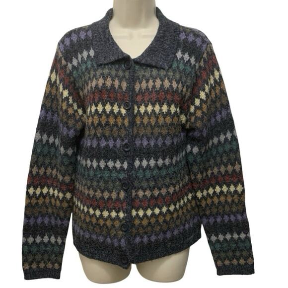 Dressbarn Cardigan Sweater Medium Fall Colors Boho Grandma Fuzzy Multicolor - Picture 1 of 9